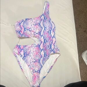 Aqua Pink and Blue One Piece Swimsuit